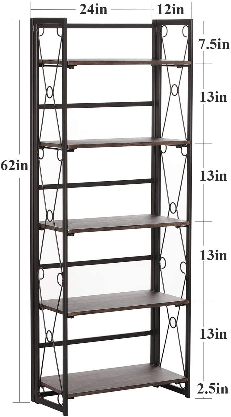 5 Tier Bookshelf Set of 2 with Metal Fram D795542