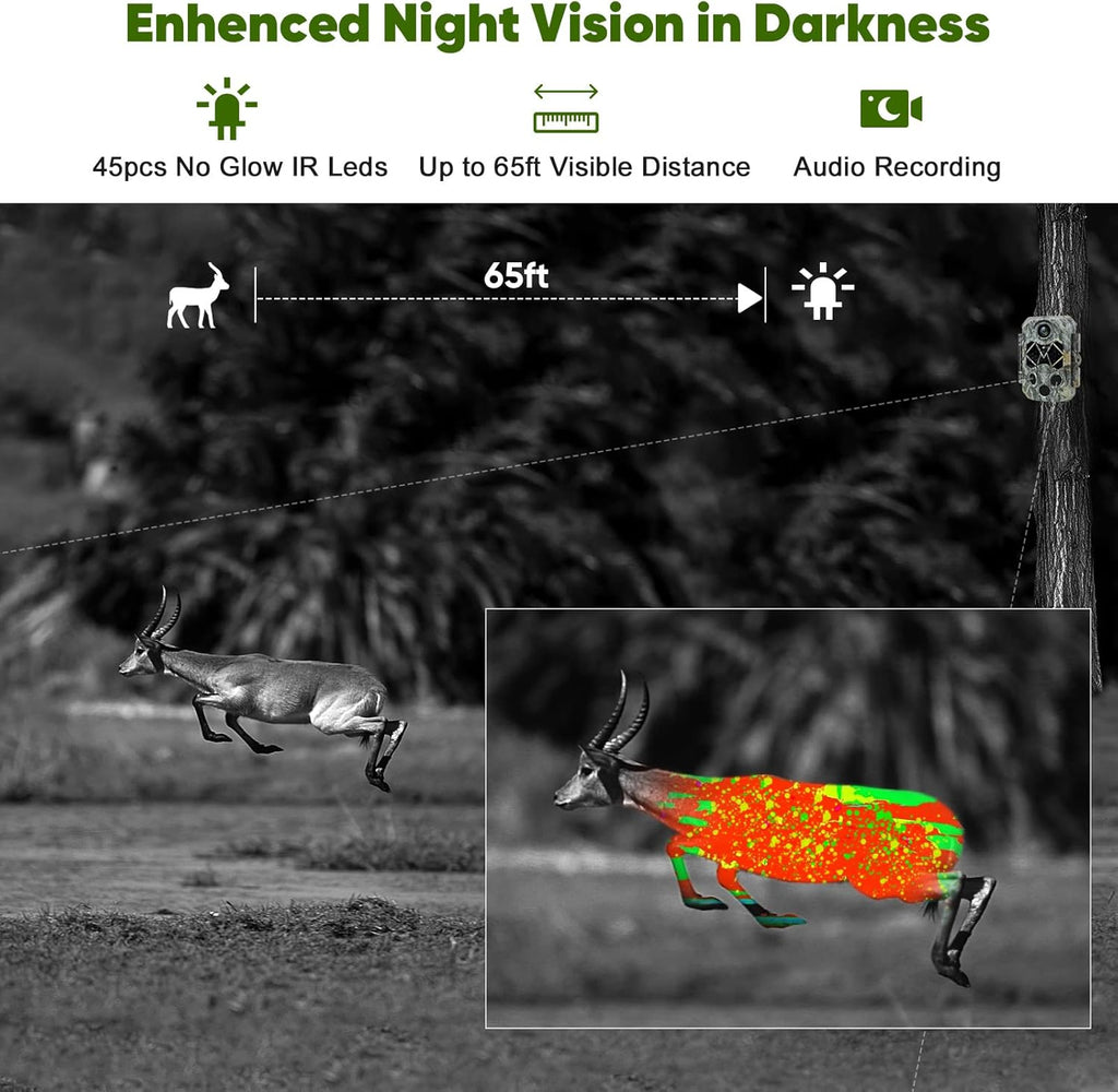 4K 32MP Trail Camera with Night Vision A489