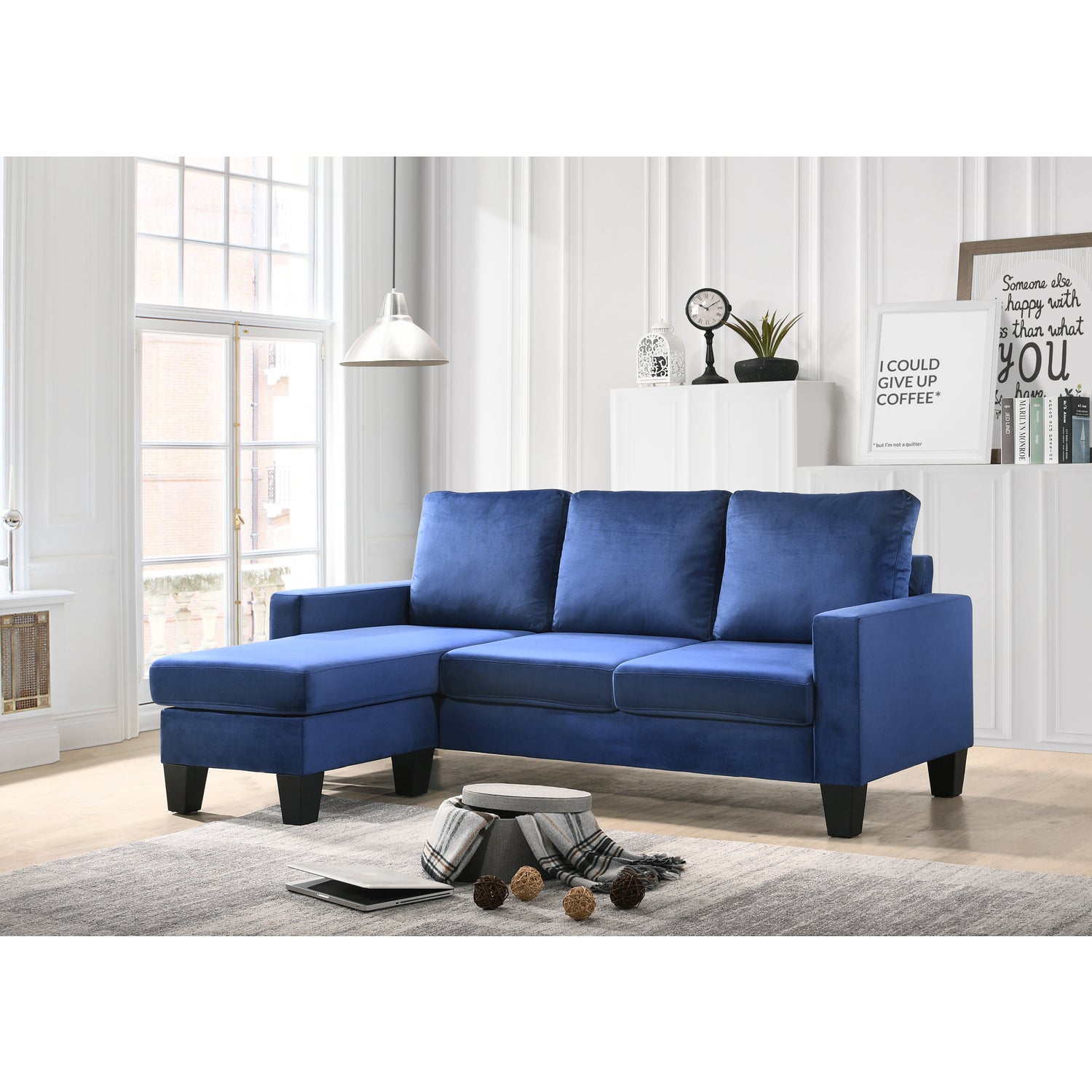 Navy Blue Sofa Chaise P329