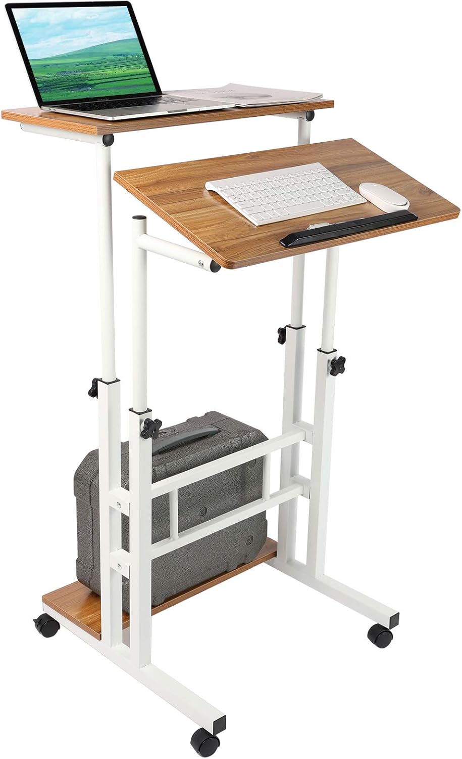 Black Mobile Standing Desk with Wheels H191927