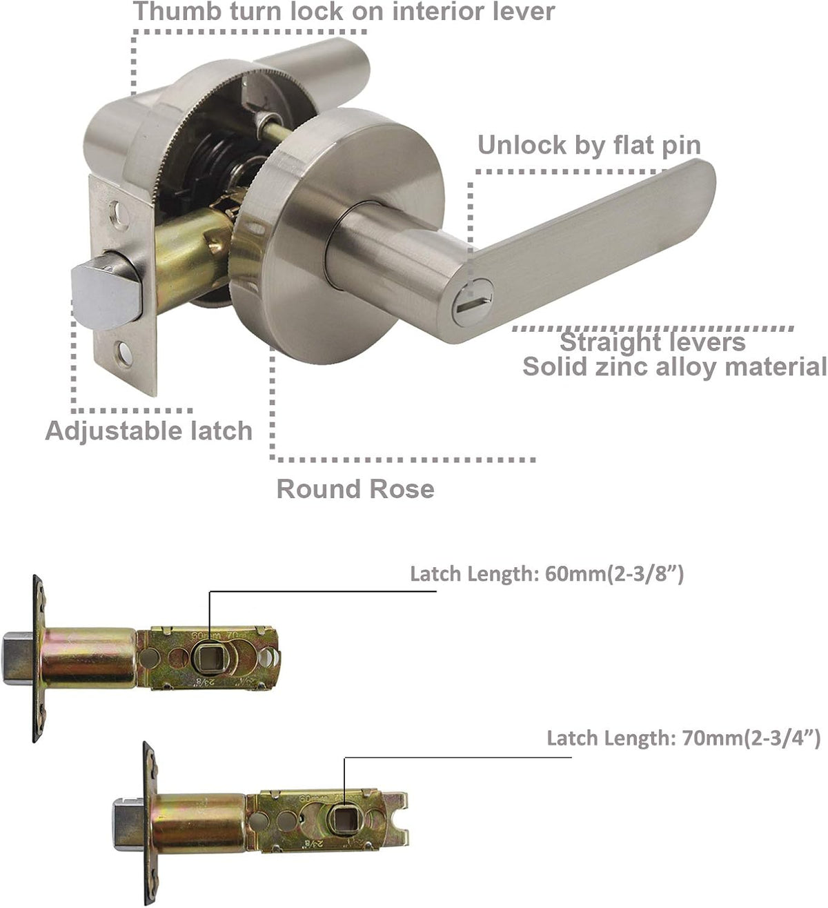 Satin Nickel Privacy Door Knob 10 Pack K64804