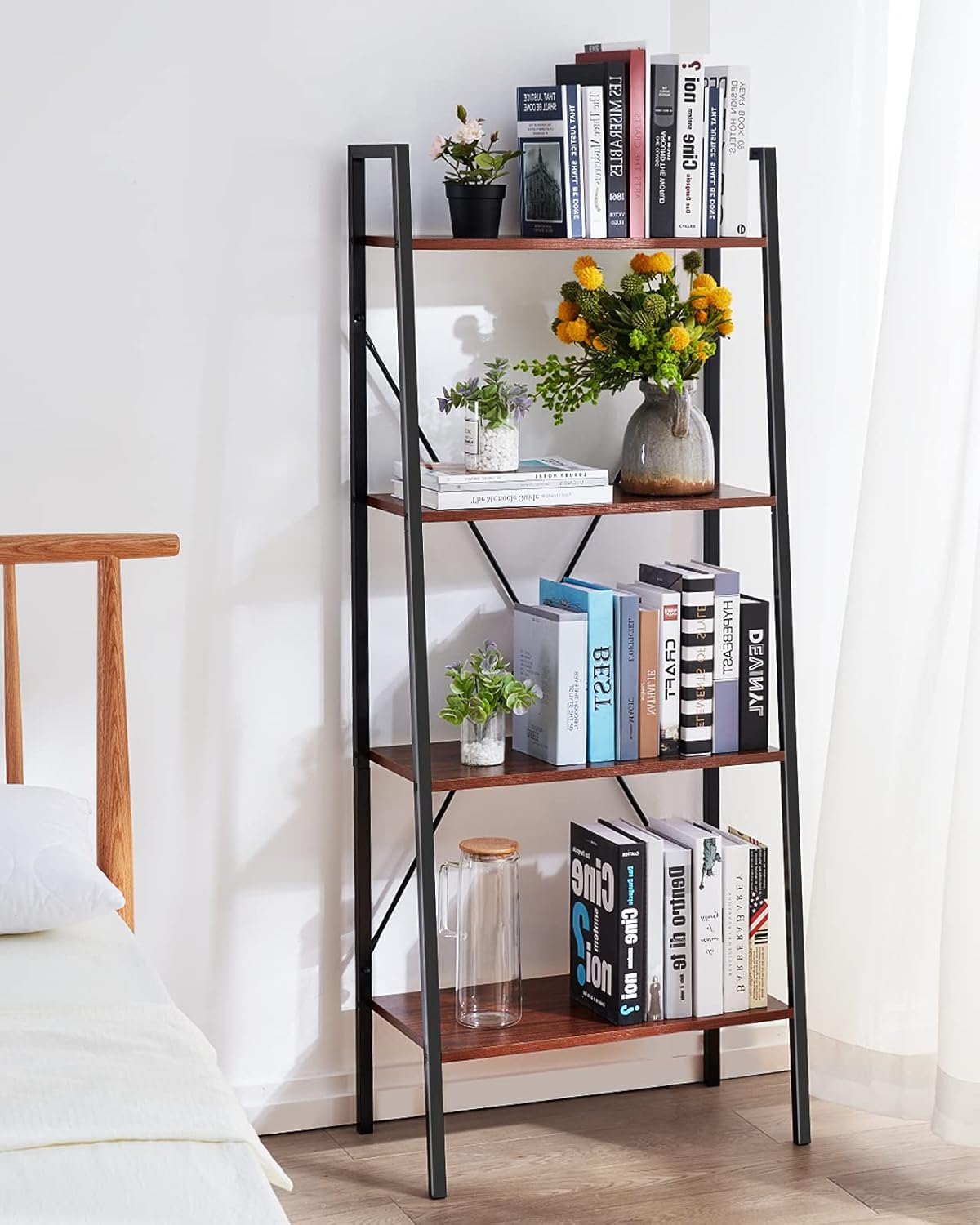 4-Tier Industrial Ladder Bookcase R7670