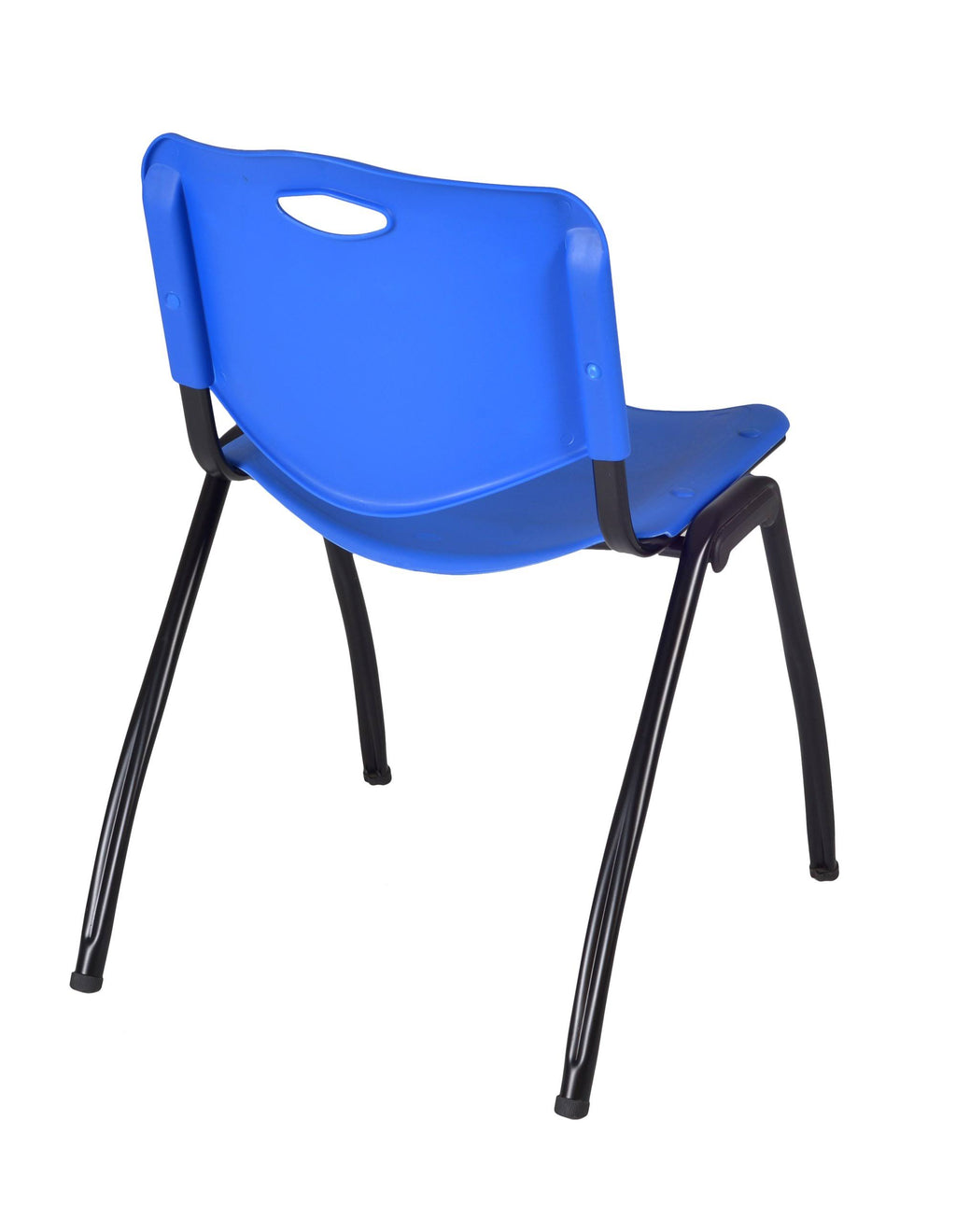 Mocha Walnut Square Breakroom Table with 4 Blue Stack Chairs G396