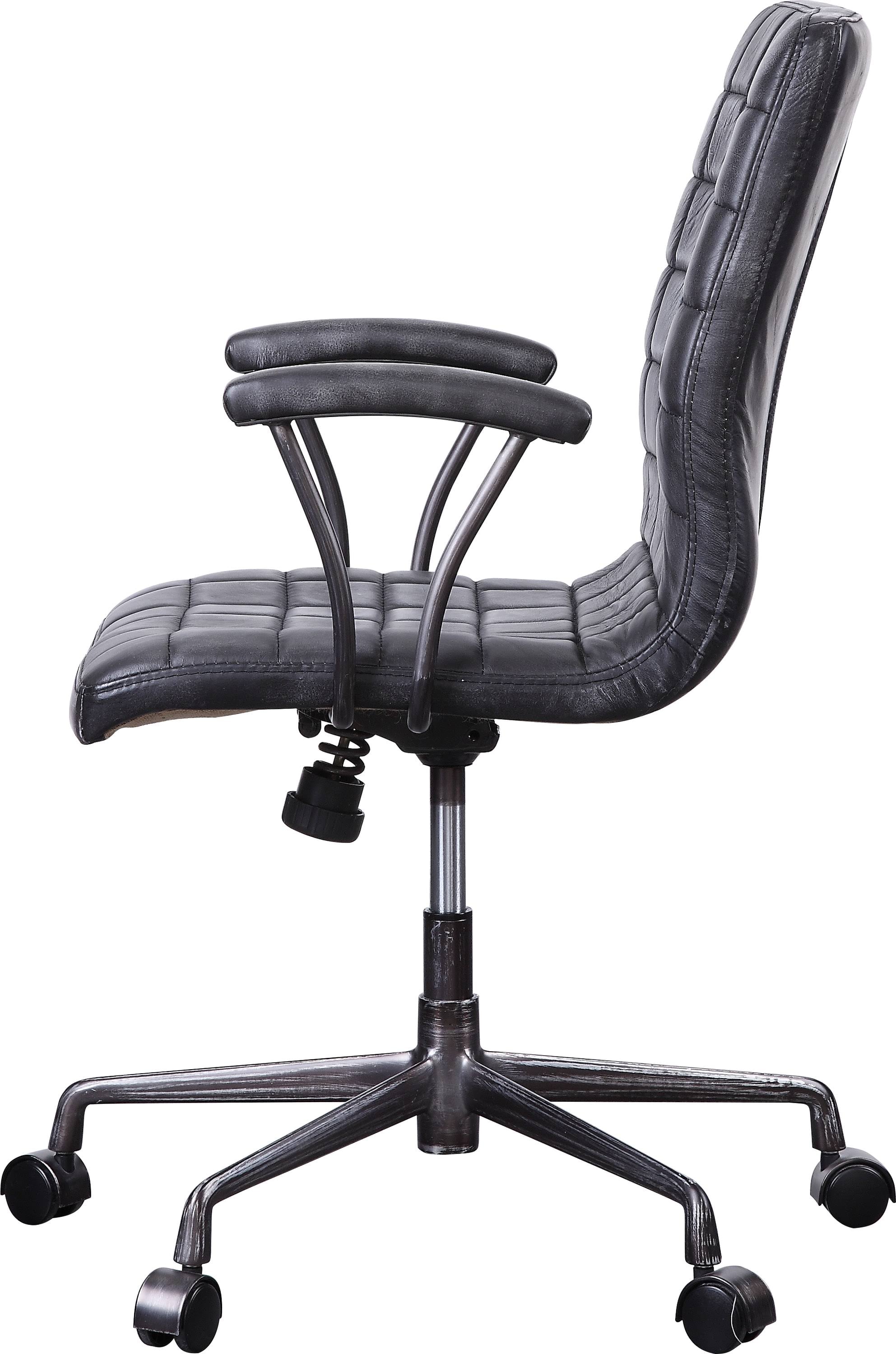 Vintage Black Top Grain Leather Executive Office Chair J813