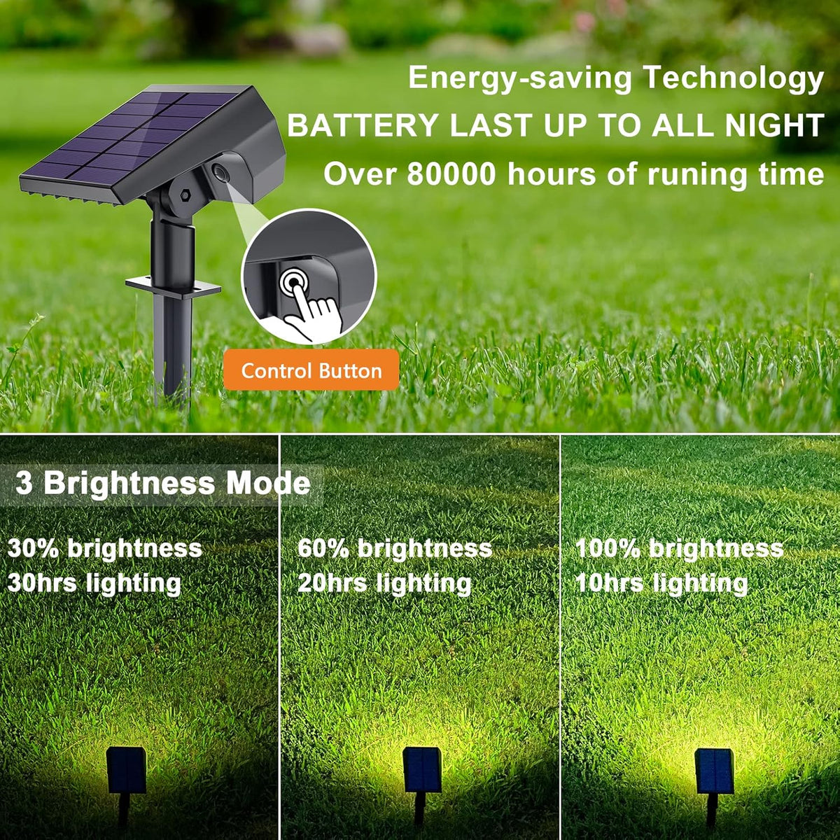 6 Pack Cold White 62 LED Solar Landscape Spotlights I3477