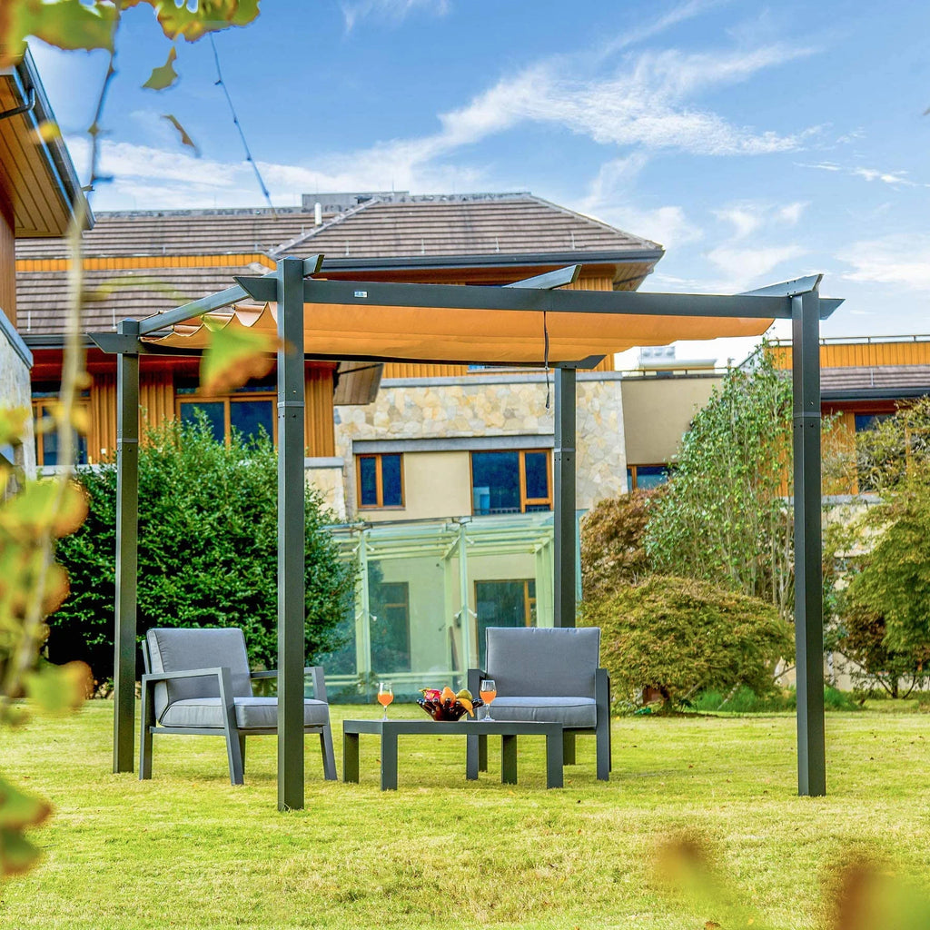 Retractable Pergola with Weather-Resistant Aluminum Canopy P951140