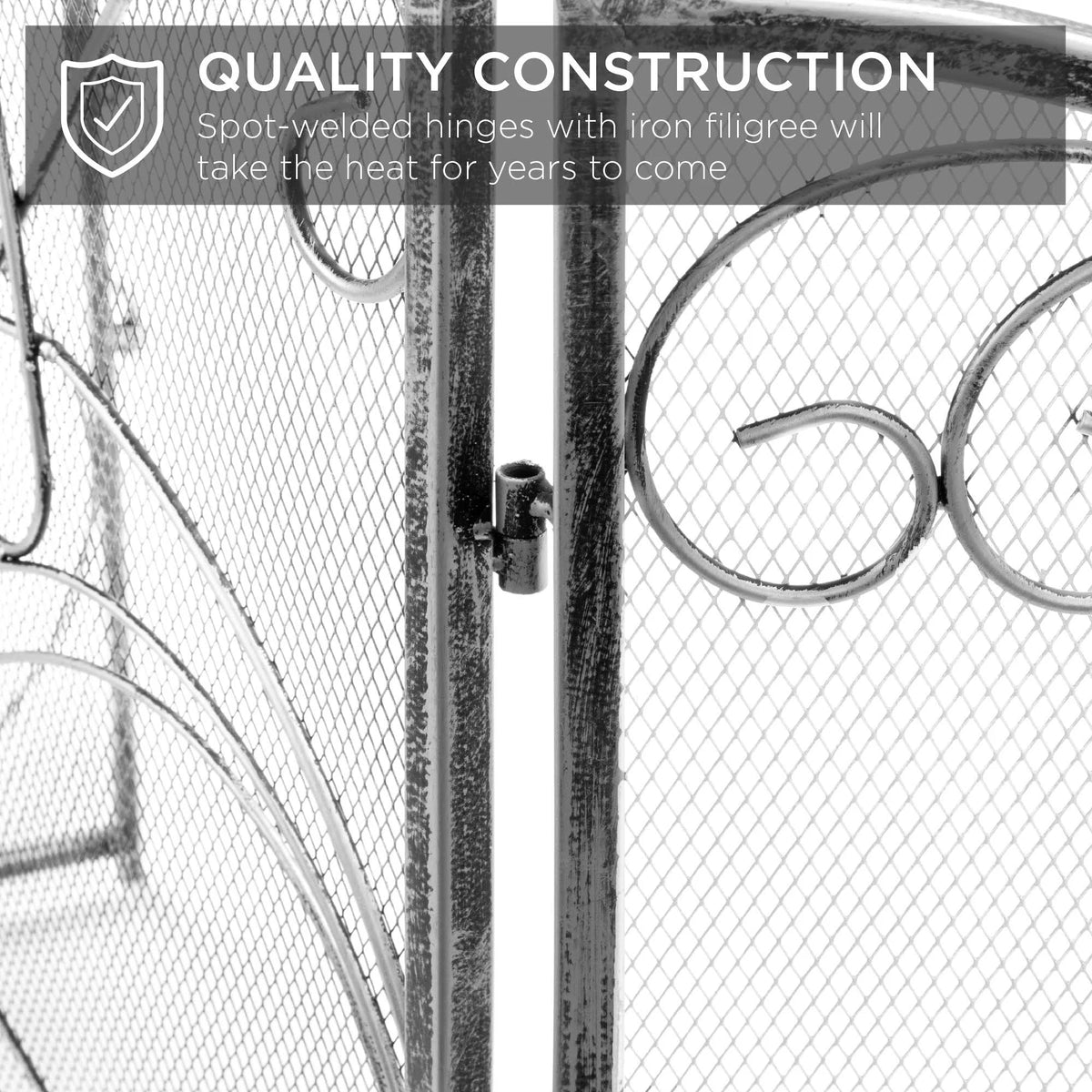 Pewter Wrought Iron Fireplace Safety Screen Spark Guard Cover S872