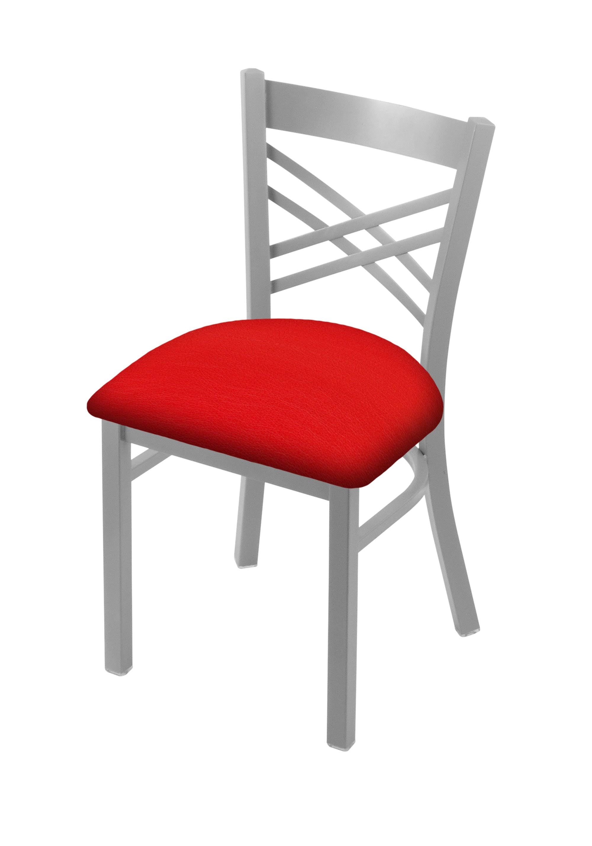 18x22 Chair with Anodized Nickel Finish, Dark Blue Seat O44176