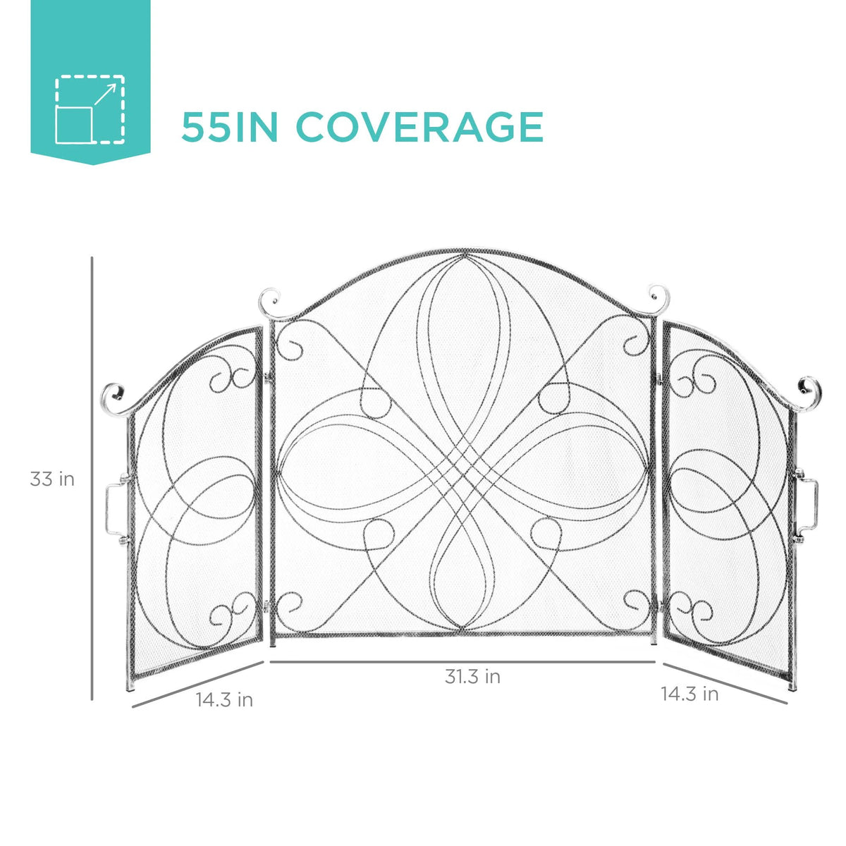 Pewter Wrought Iron Fireplace Safety Screen Spark Guard Cover S872
