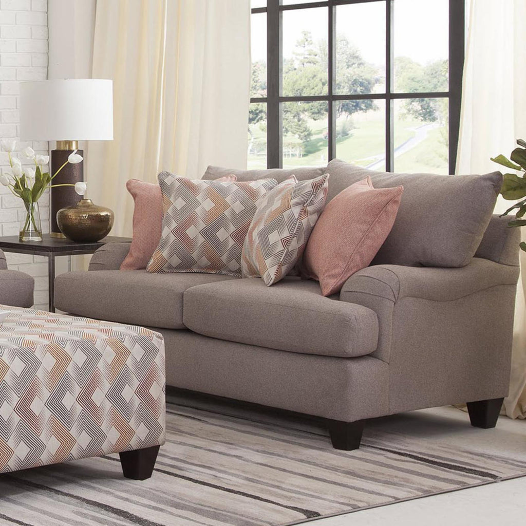 Woven Chenille Rolled Arm Loveseat with 4 Accent Pillows W273031