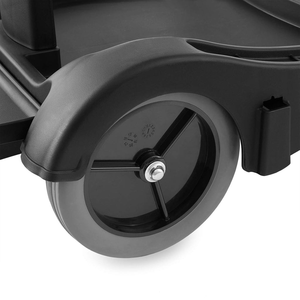 Black Housekeeping Cleaning Cart with Shelves and Vinyl Bag P783971