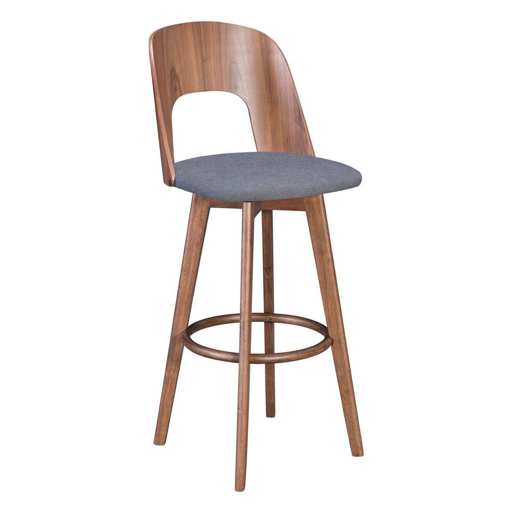 Walnut & Dark Gray Barstool (Set of 2) R978