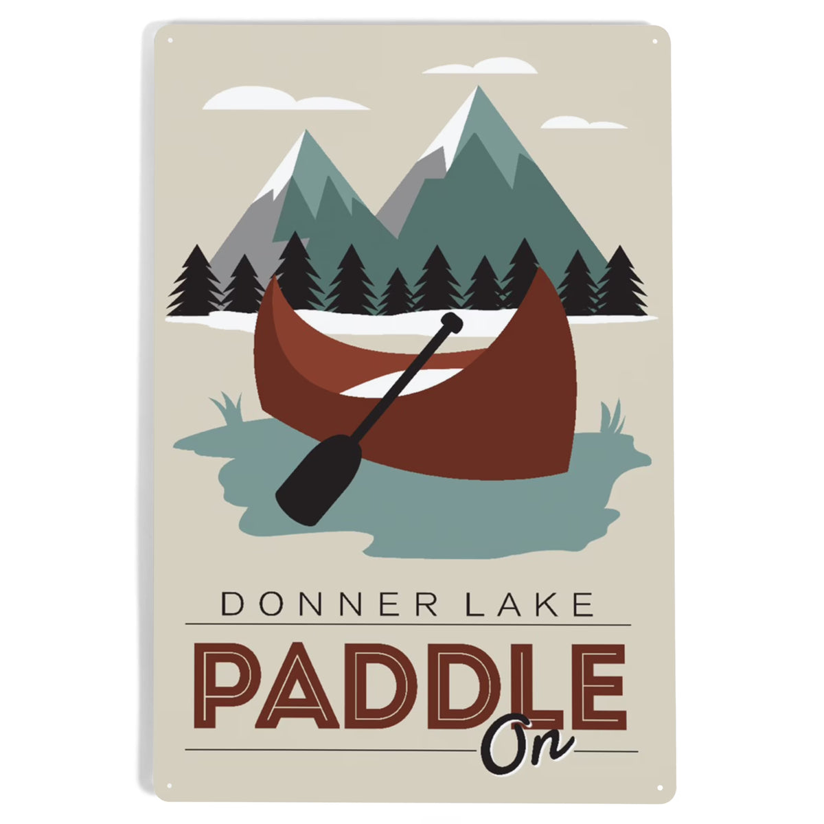 Maroon Canoe Metal Sign Decor Q637005