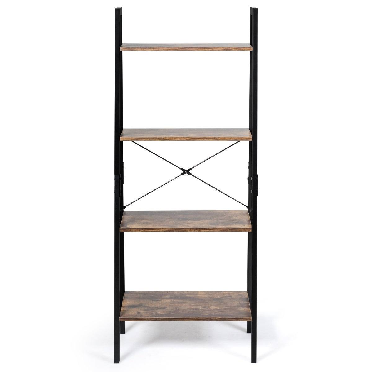 4-Tier Ladder Bookcase Shelf - Black O8508