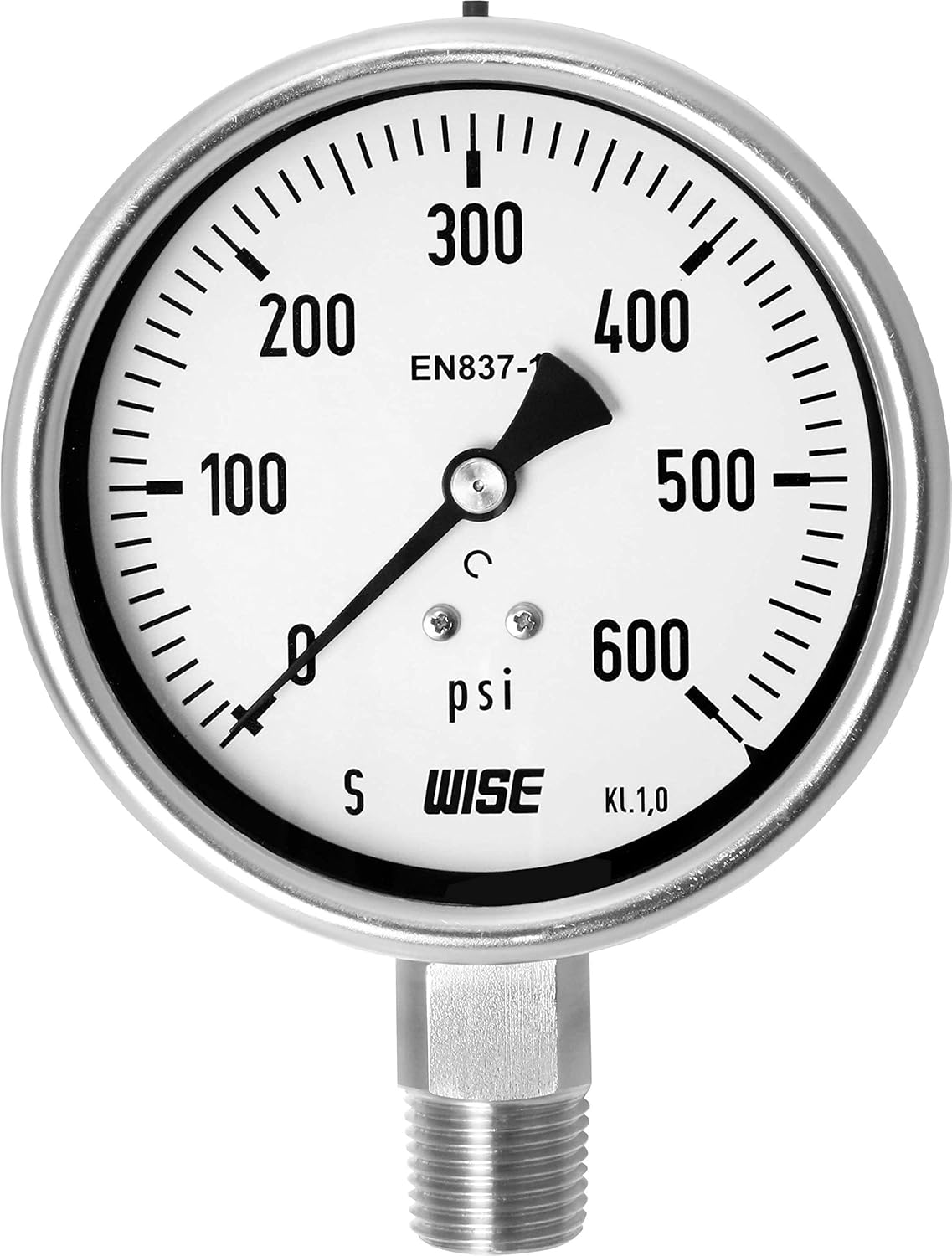 100mm 4" Dial 0~10000psi Full Stainless Steel Internals Pressure Gauge Pack of 2 W53107