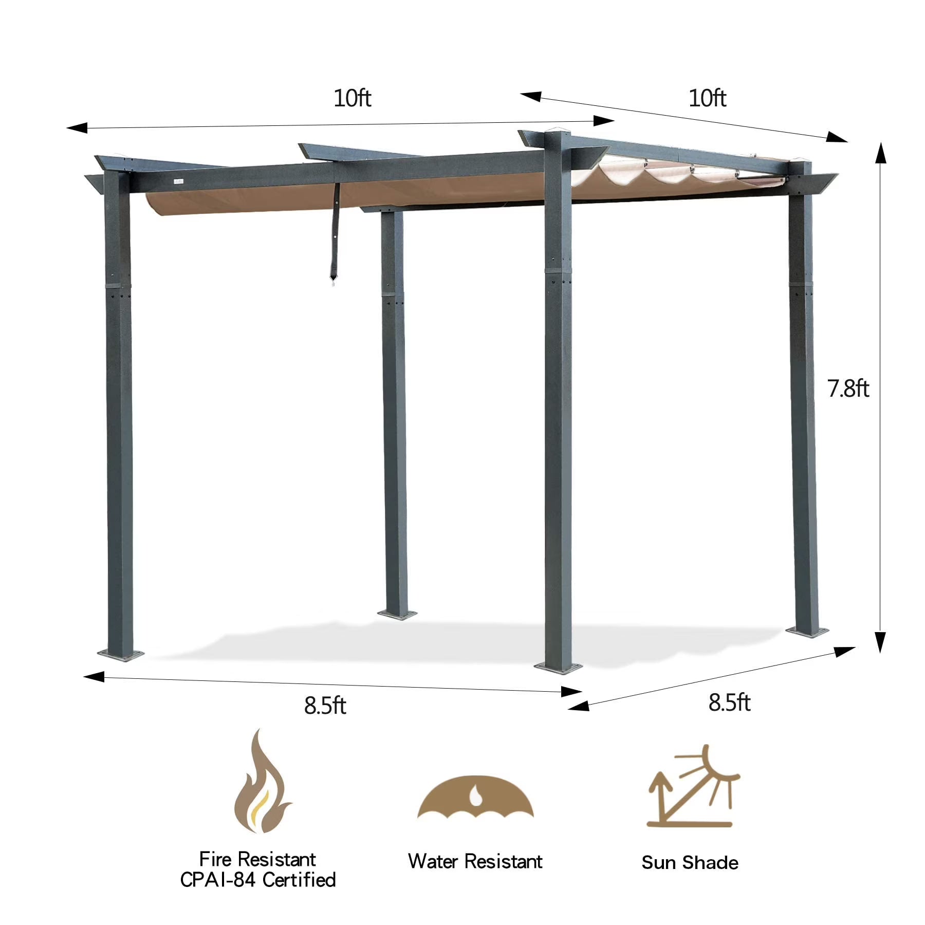 Retractable Pergola with Weather-Resistant Aluminum Canopy P951140