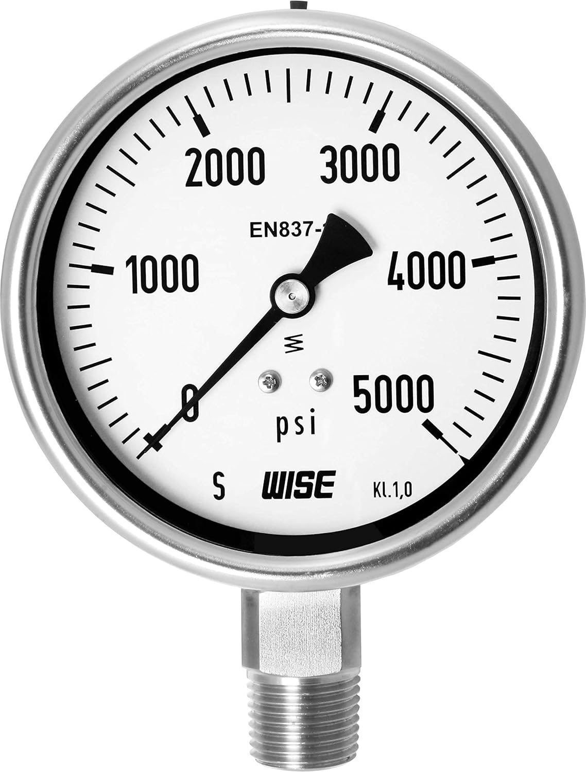100mm 4" Dial 0~10000psi Full Stainless Steel Internals Pressure Gauge Pack of 2 W53107