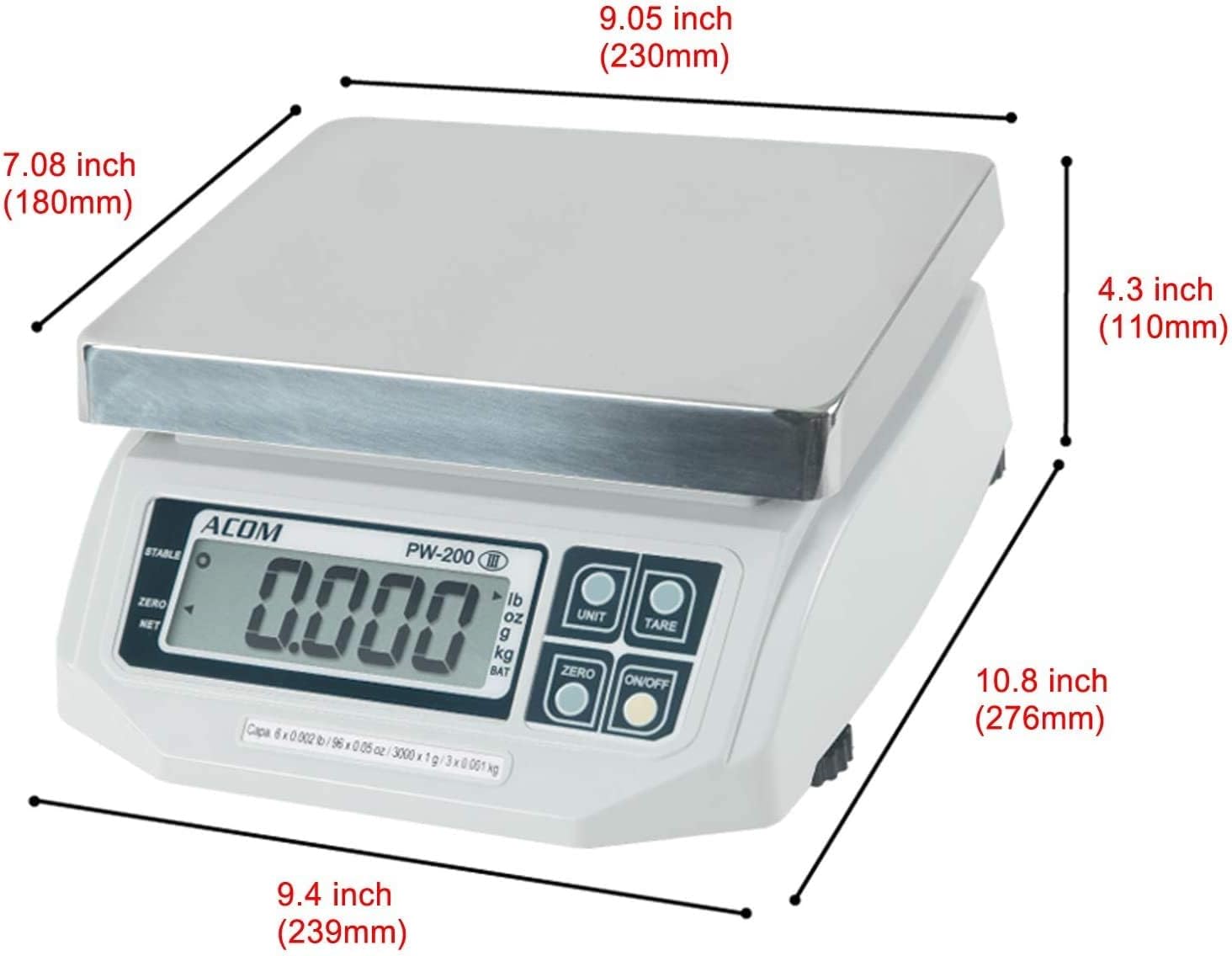 Digital Portion Control Scale, 15lb Capacity, 0.005lb Readability Q47875