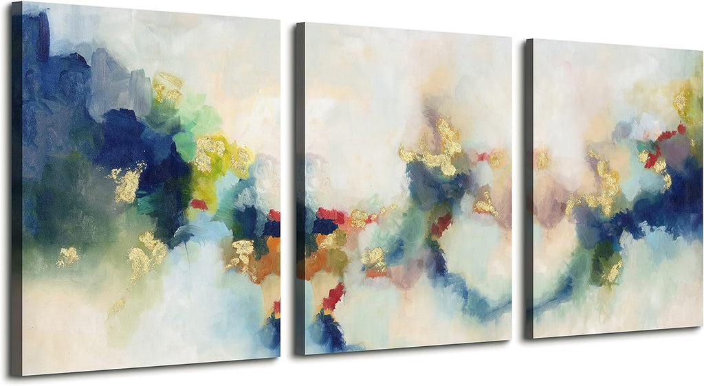 Blue Abstract 3 Piece Framed Canvas Wall Art 12X16 Inch Each G344276