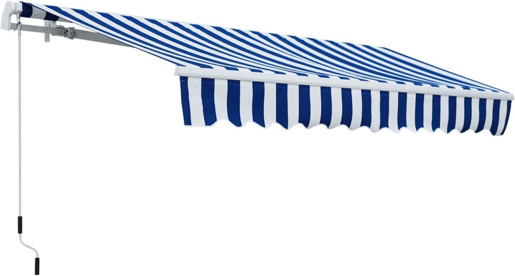 Manual Retractable Patio Door Window Awning Canopy Sunshade Shelter Outdoor Front Door Window Awning Patio Canopy Rain Cover UV Protected Eaves 11.8 x 8.2 FT R561954