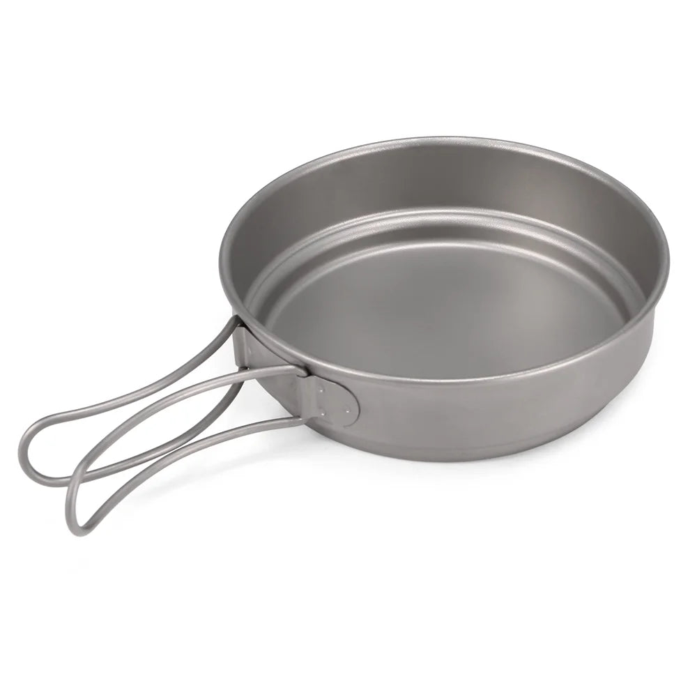 Titanium Cookware Set 1000ml 750ml Pot Pan Spoon Set E6491