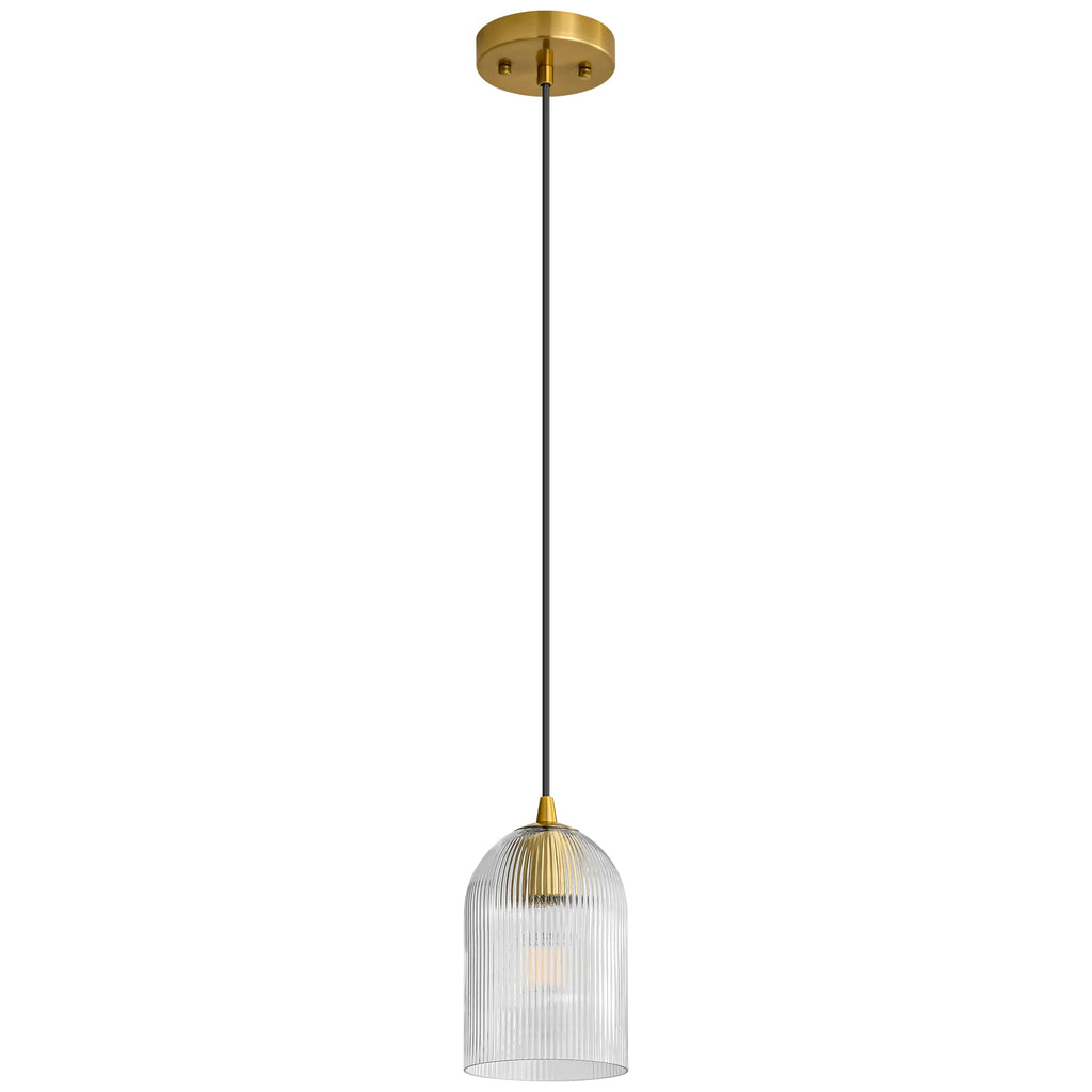 1-Light Dimmable Clear Glass Modern Shaded Pendant G222606