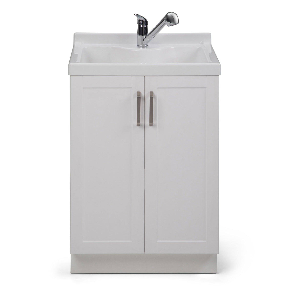Laundry Cabinet with Pull-Out Faucet and ABS Sink, Pure White F1377