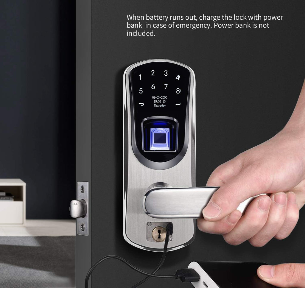 Smart Door Lock with Fingerprint Stainless Steel Touchscreen Q300