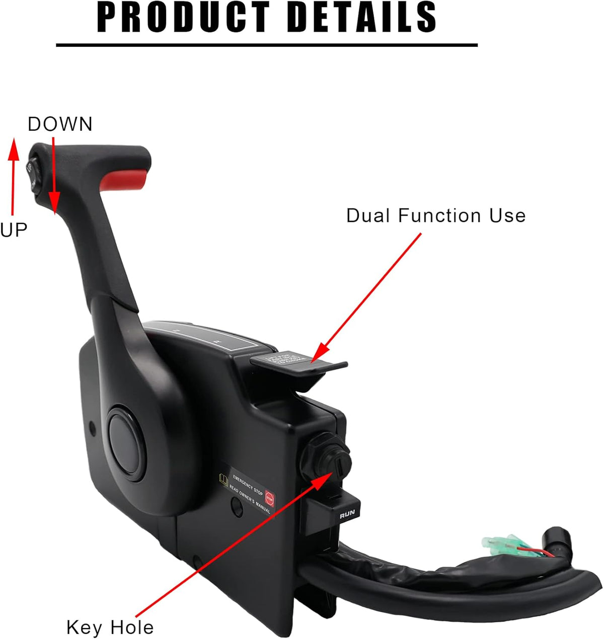 Outboard Remote Control Box with Side Mount, 8Pin Cable, Emergency Lanyard O984