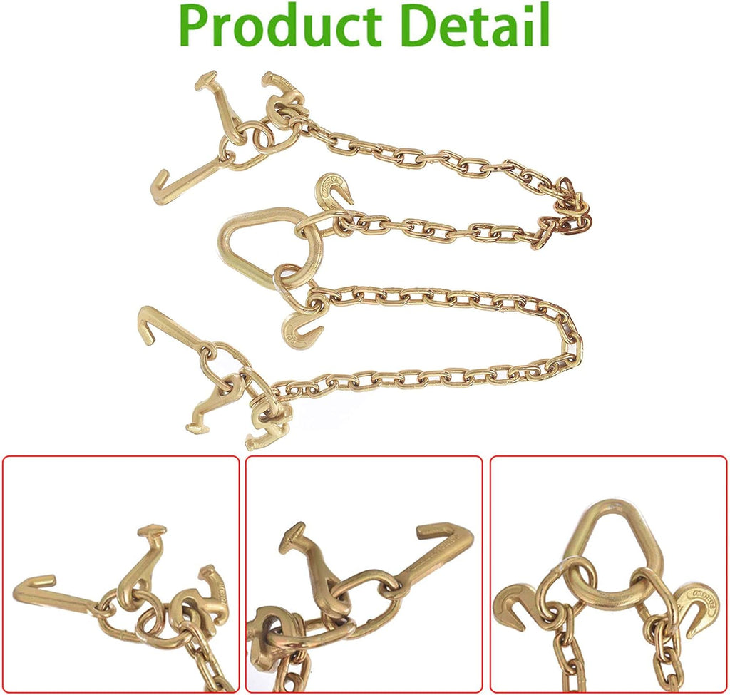36,4700 LBS Chain V Bridle with RJT Hook Tow Truck Winch Cable Pull Wrecker Recovery Grab Pack of 2 K381993
