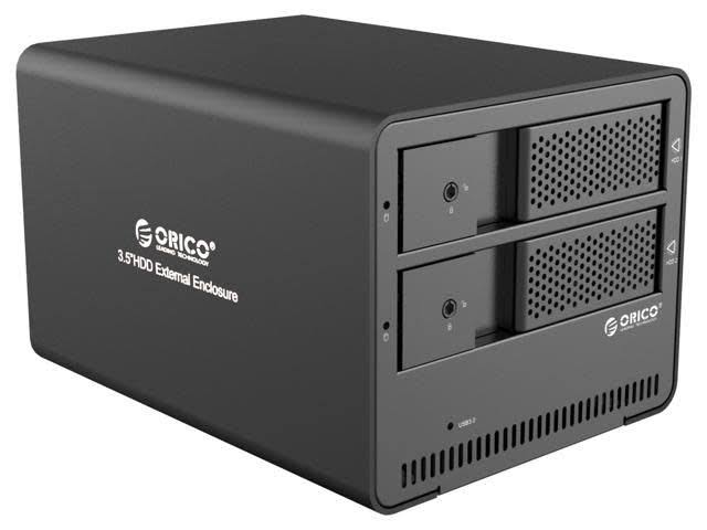Aluminum Dual Bay 3.5-inch SATA Hard Drive USB3.0 HDD Enclosure Case, 8TB Support - Black D873