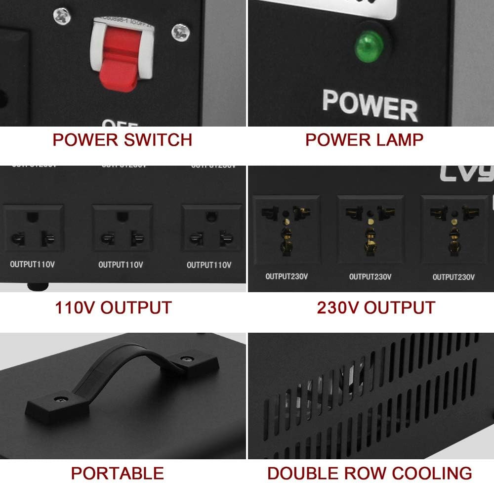 Voltage Transformer 3000 Watt Step Up/Down with 3 US outlets, 3 Universal outlets, Circuit Breaker L9635