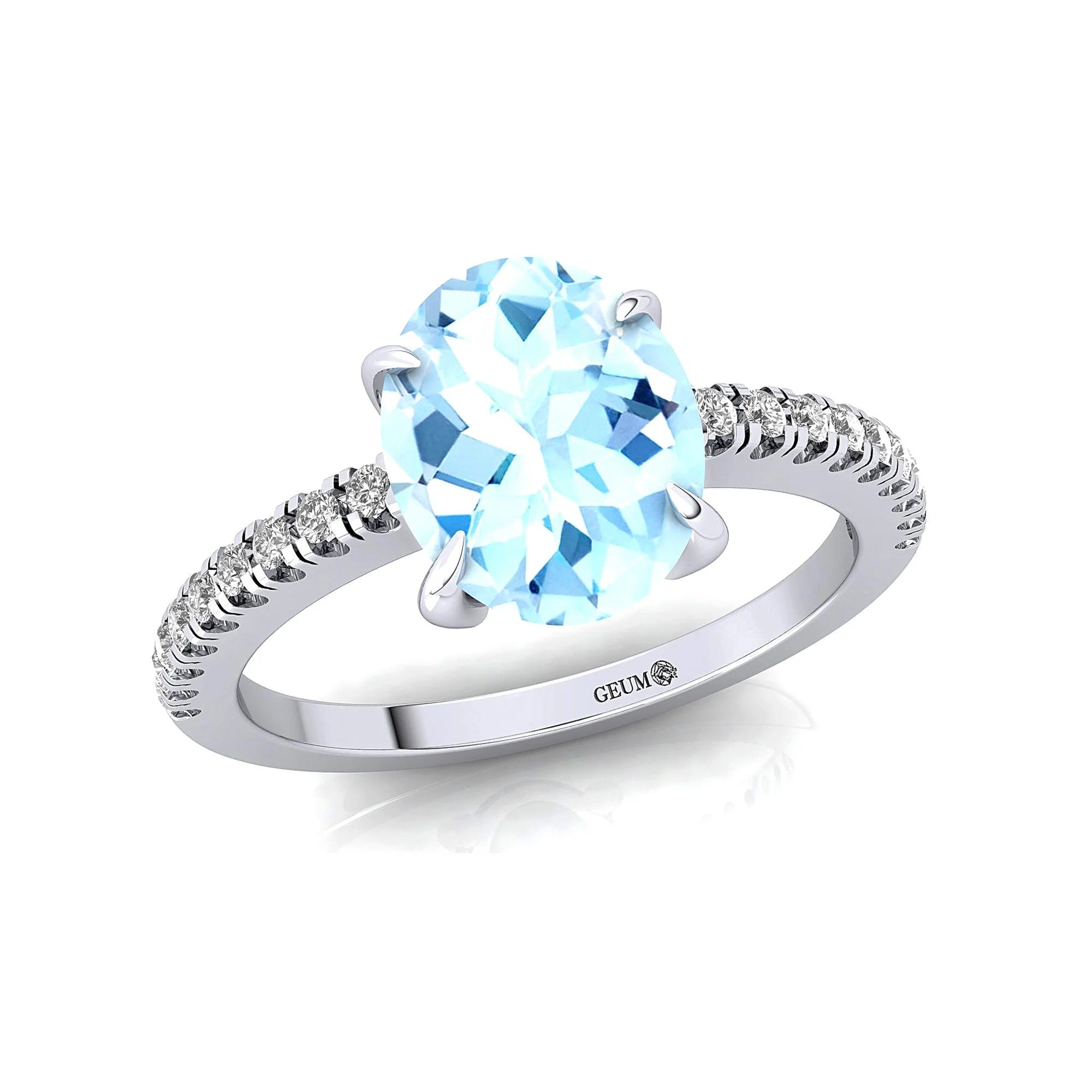 Aquamarine Diamond 14k Solid Gold Ring R37446