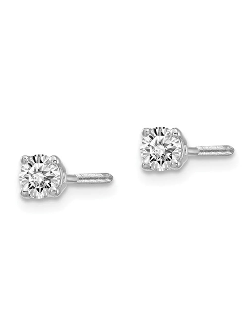 14K White Gold Diamond Solitaire Stud Earrings with Screwbacks X86677