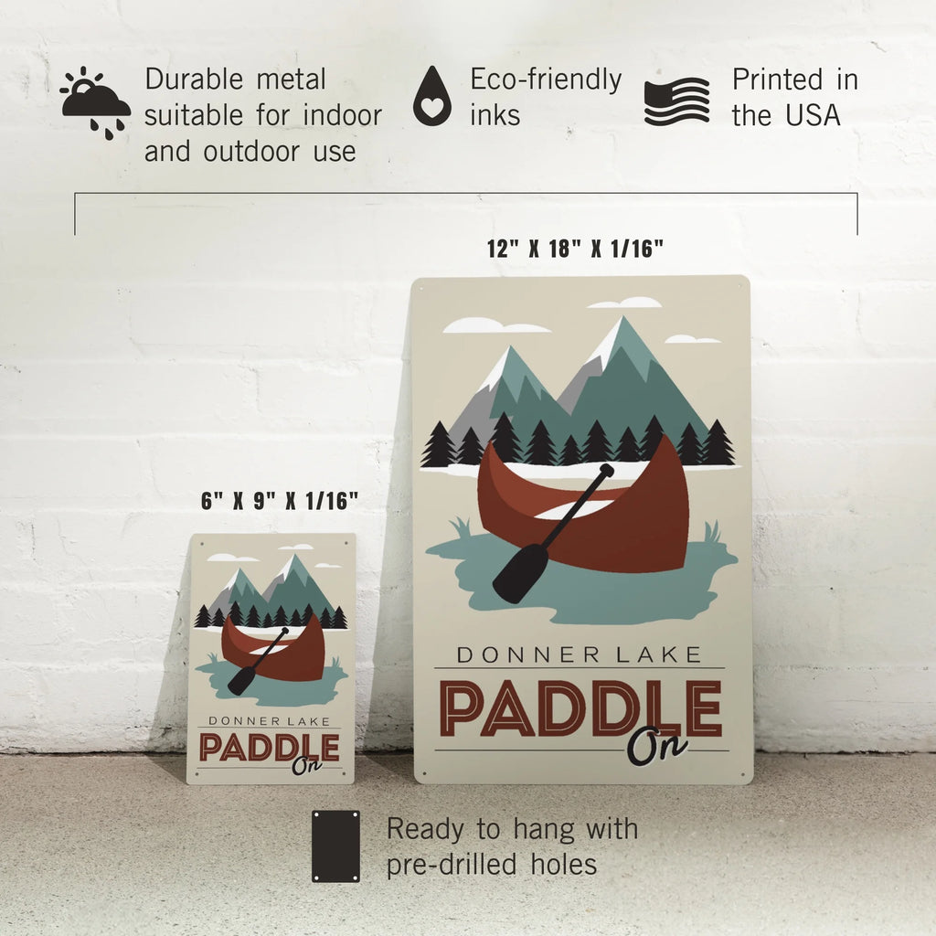 Maroon Canoe Metal Sign Decor Q637005