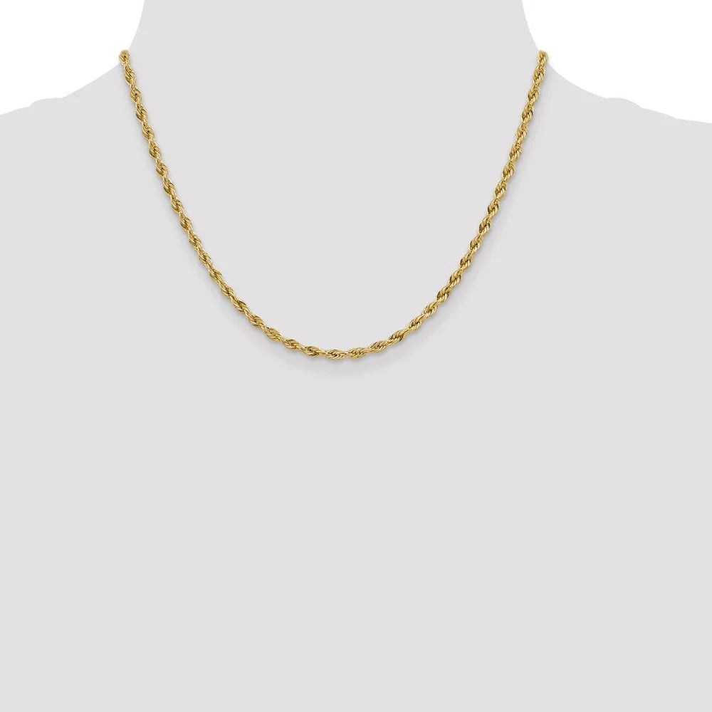14kt Yellow Gold 3.0mm Semi-Solid Rope Chain 18 inch Lobster Clasp S243913