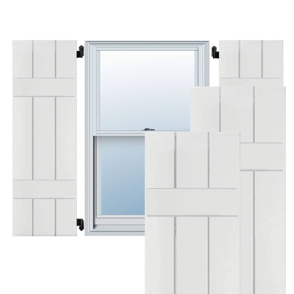 12 in. x 44 in. Primed Real Wood Board and Batten Shutters Pair R6669