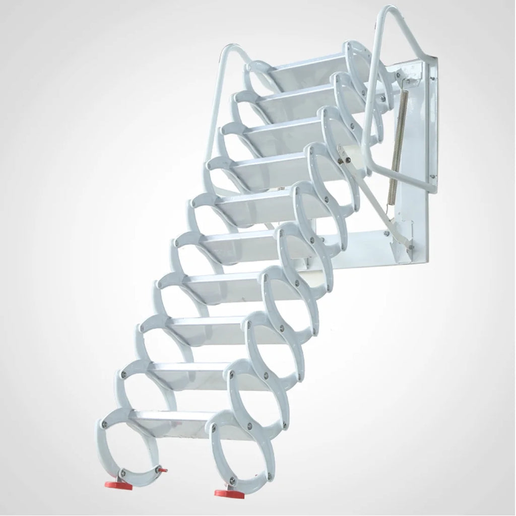 White Al-mg Alloy Wall Mounted Folding Attic Ladder P44986