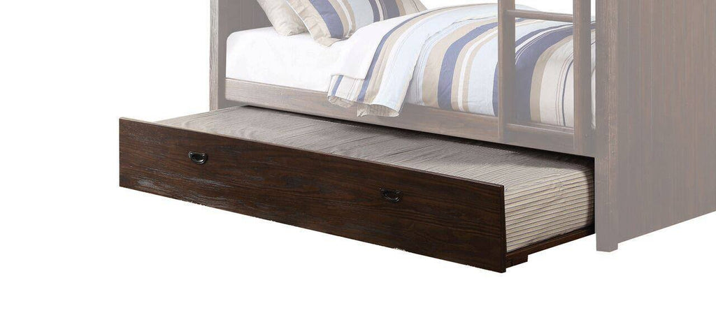 Trundle Twin Antique Charcoal Brown New Zealand Pine Wood U73631