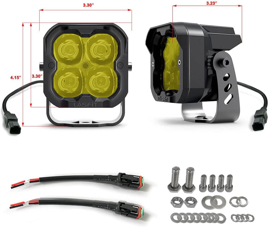 2Pcs 18W 3inch Yellow Led Light Pods for Trucks Offroad Car H549
