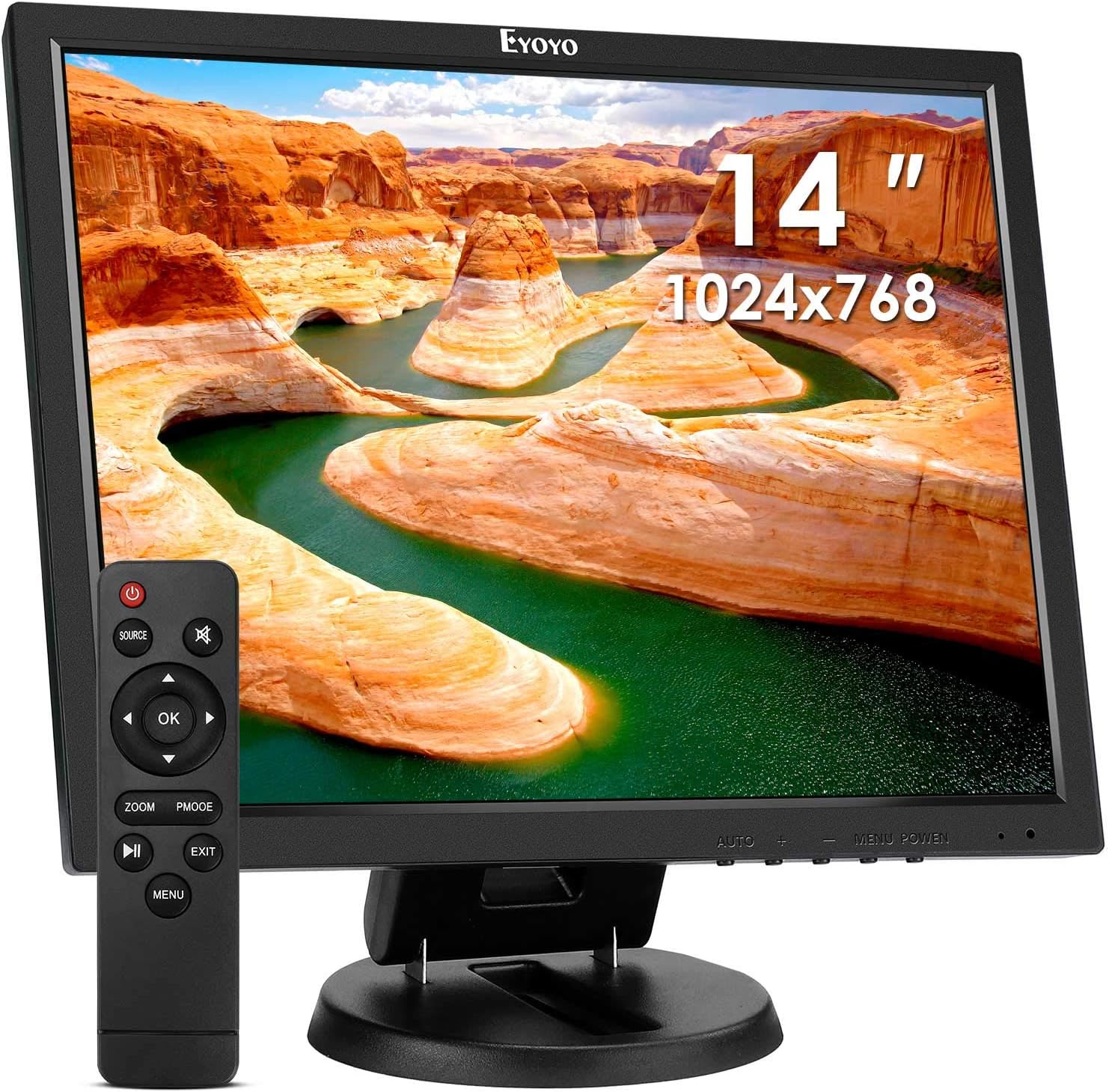 14 inch LCD HDMI Monitor with Built-in Speakers and Remote H774