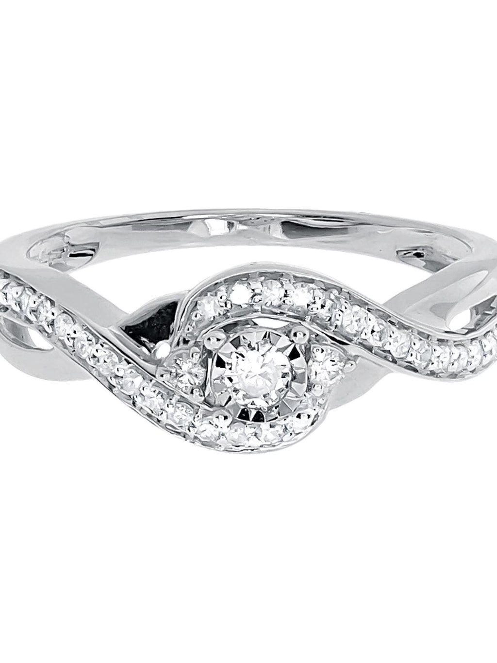 14k White Gold Round Diamond Swirl Engagement Ring (0.25 ct) Y477