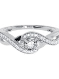 14k White Gold Round Diamond Swirl Engagement Ring (0.25 ct) Y477