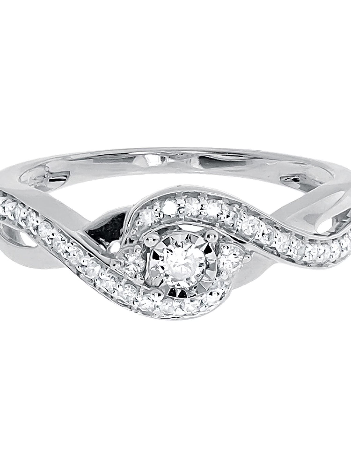14k White Gold Round Diamond Swirl Engagement Ring (0.25 ct) Y477