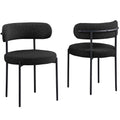 Boucle Fabric Dining Chairs Black Finish Set of 2 Y25682