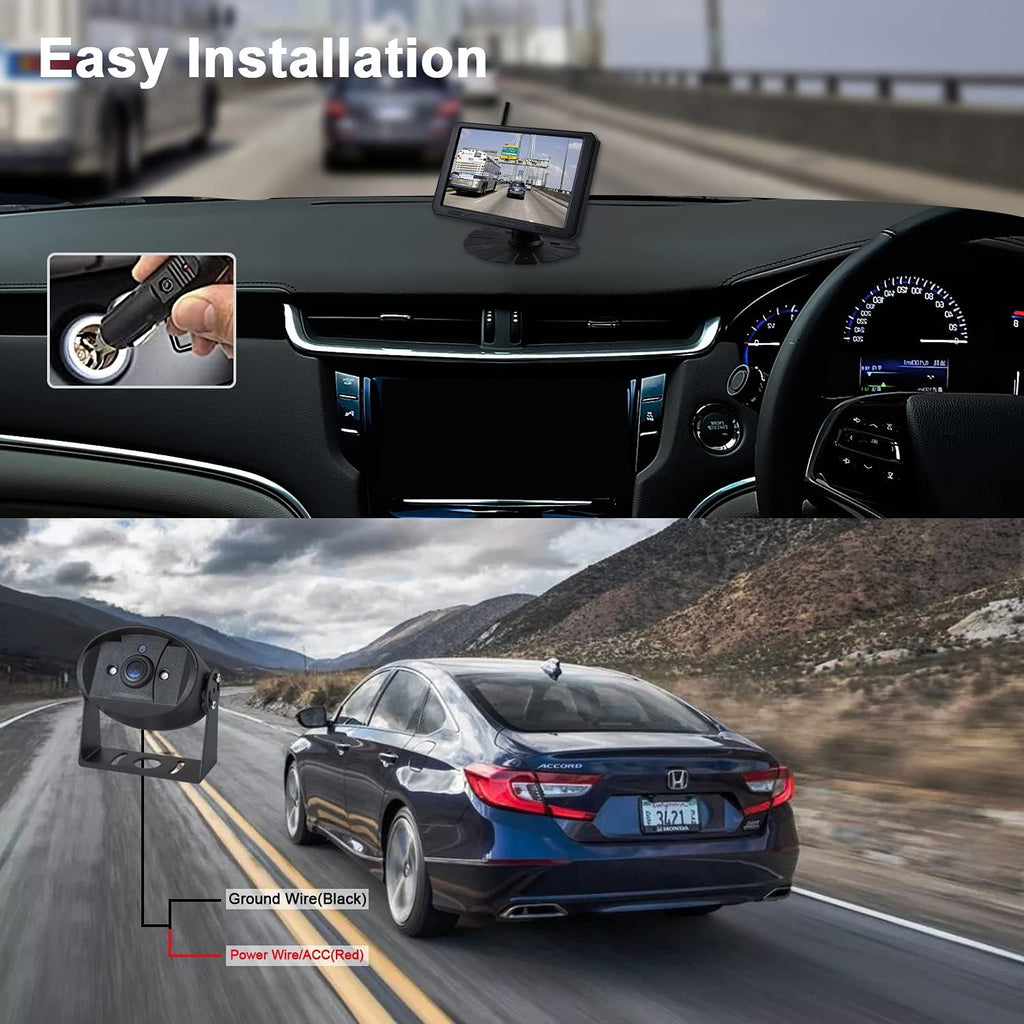 720P 7 Inch Digital Wireless Backup System Kit with 2 Rear View Camera Inputs Q172483