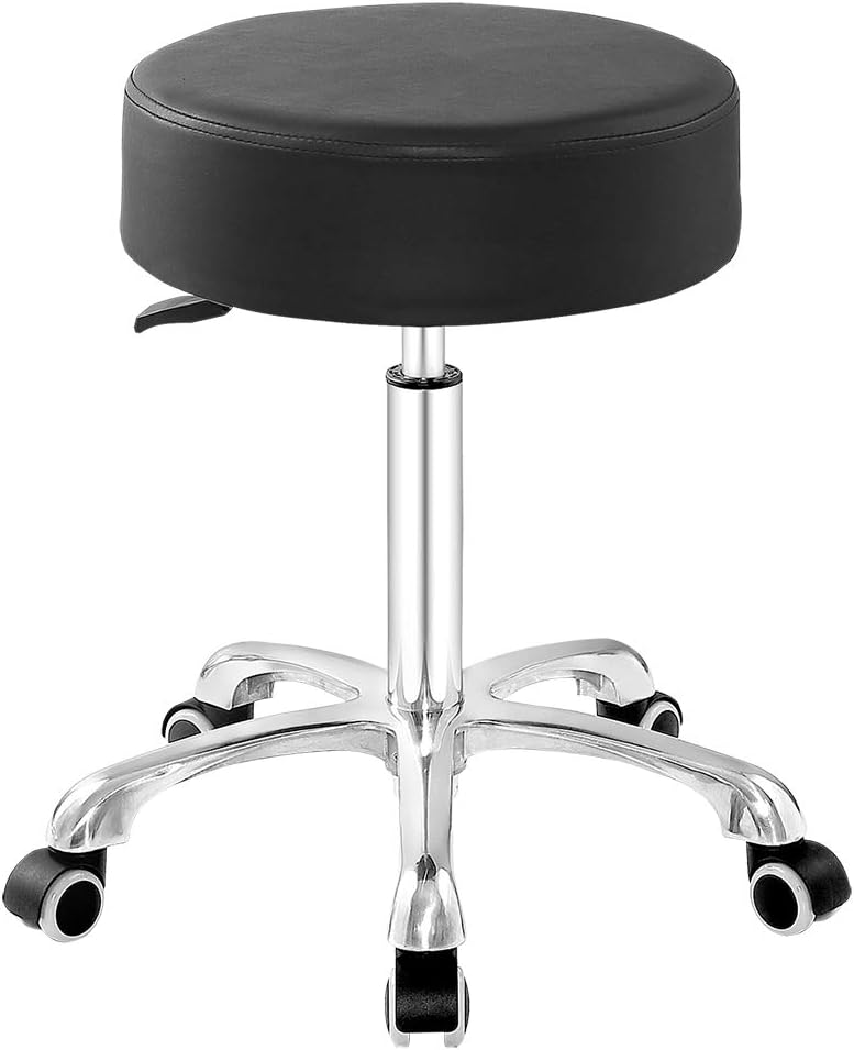 Height Adjustable Swivel Stool with Extra Large Seat (Black) T692825