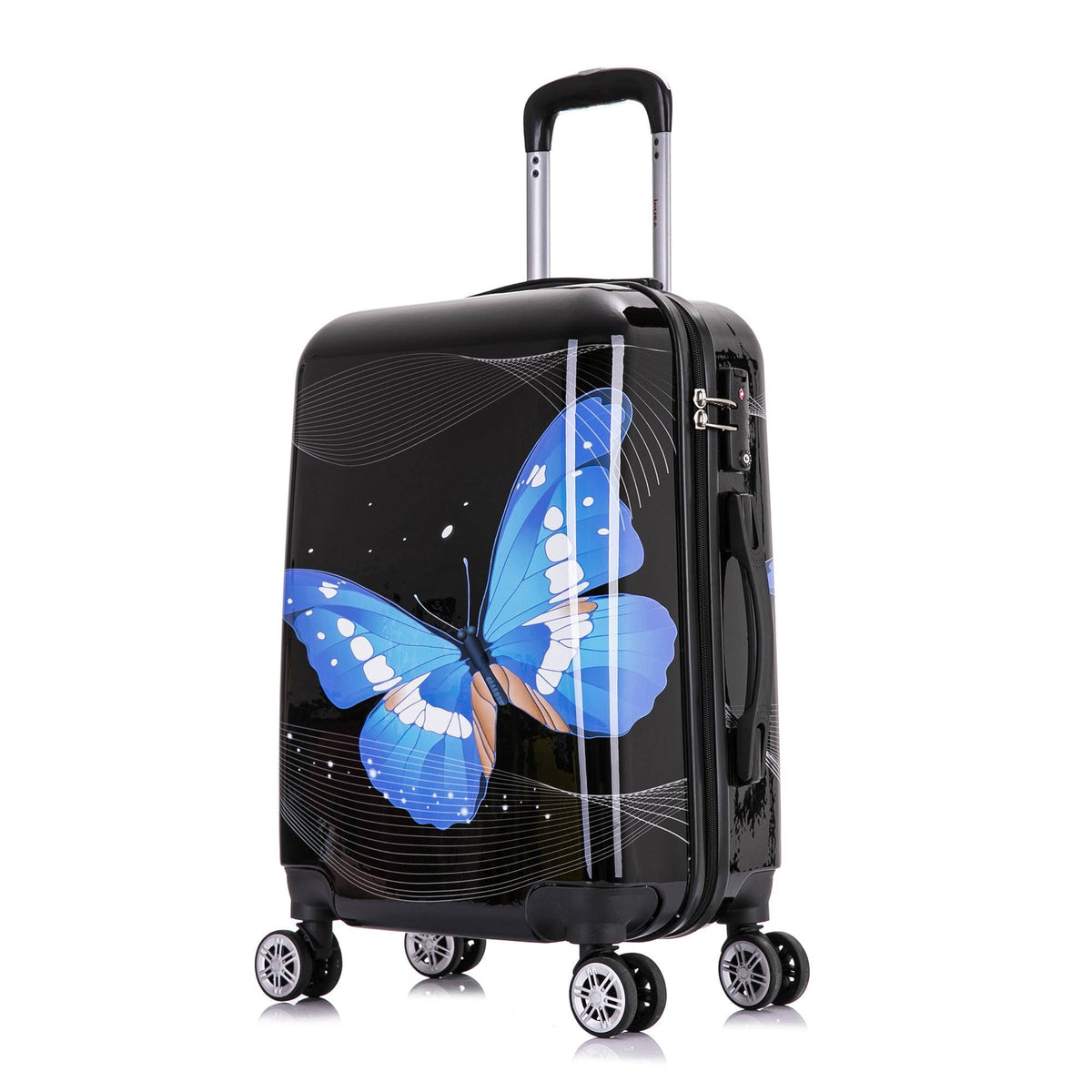 Black Butterfly Prints Lightweight Hardside Spinner 20 inch Carry-On P18948