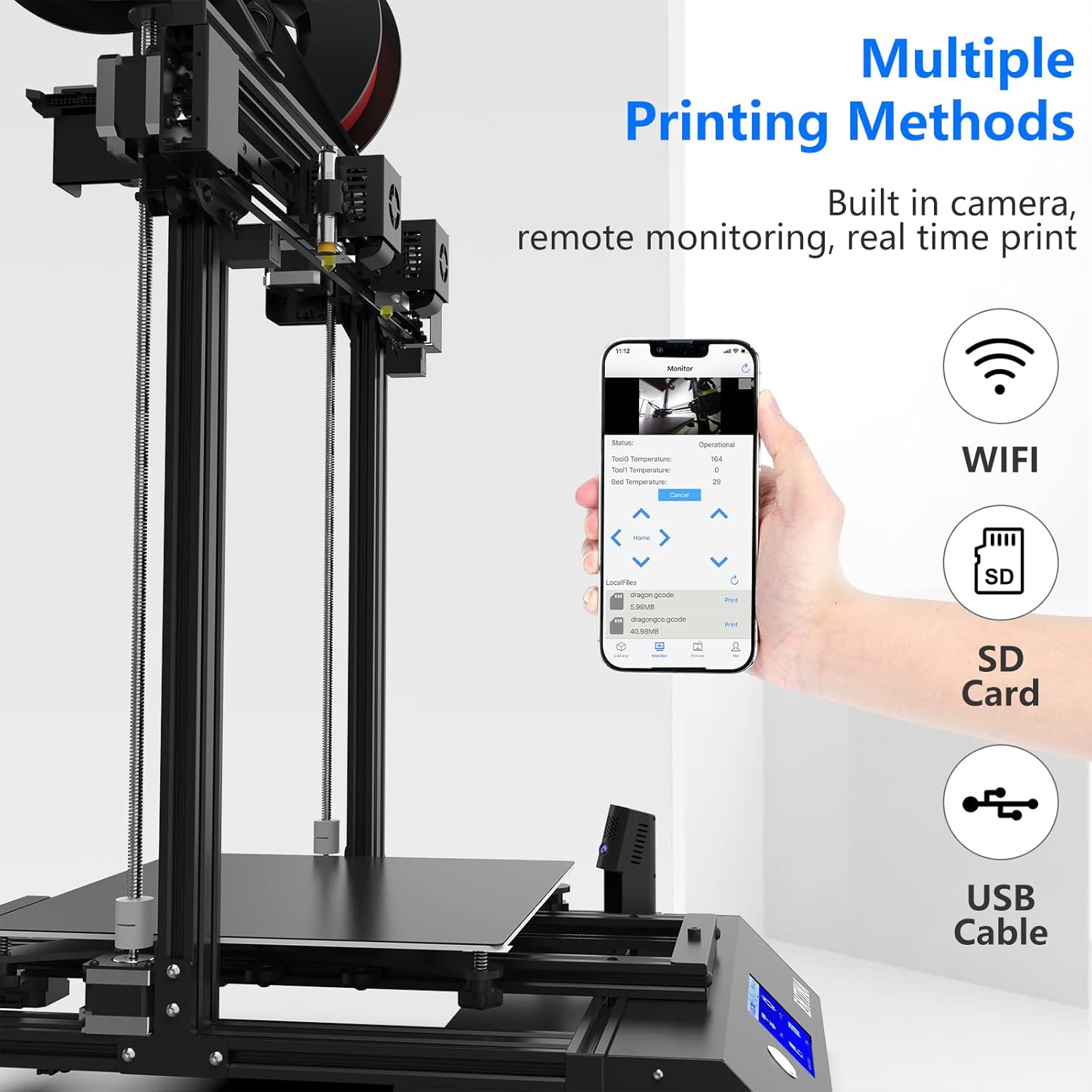3D Printer with Independent Dual Extruder, 300x300x400mm A9110