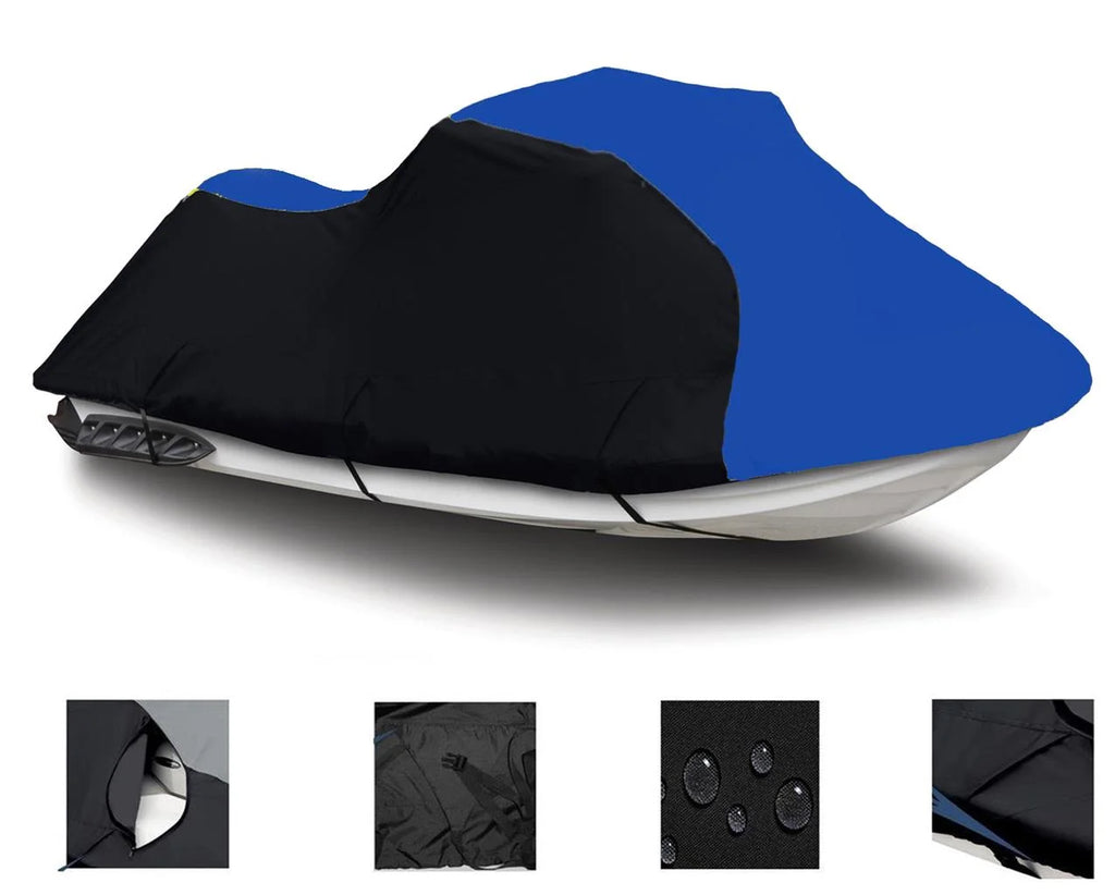BLACK / BLUE HEAVY-DUTY 600 DENIER Jet Ski PWC Watercraft Cover C3696